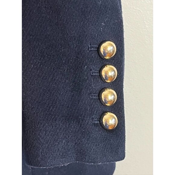 Wool Military Blazer Blue M Nautical Solider Festive Preppy Chic Neutral Classic - Picture 5 of 10